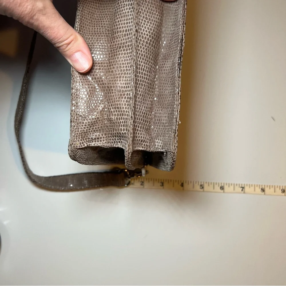Van Eli Clutch Purse Handbag Faux Suede Snakeskin Pattern